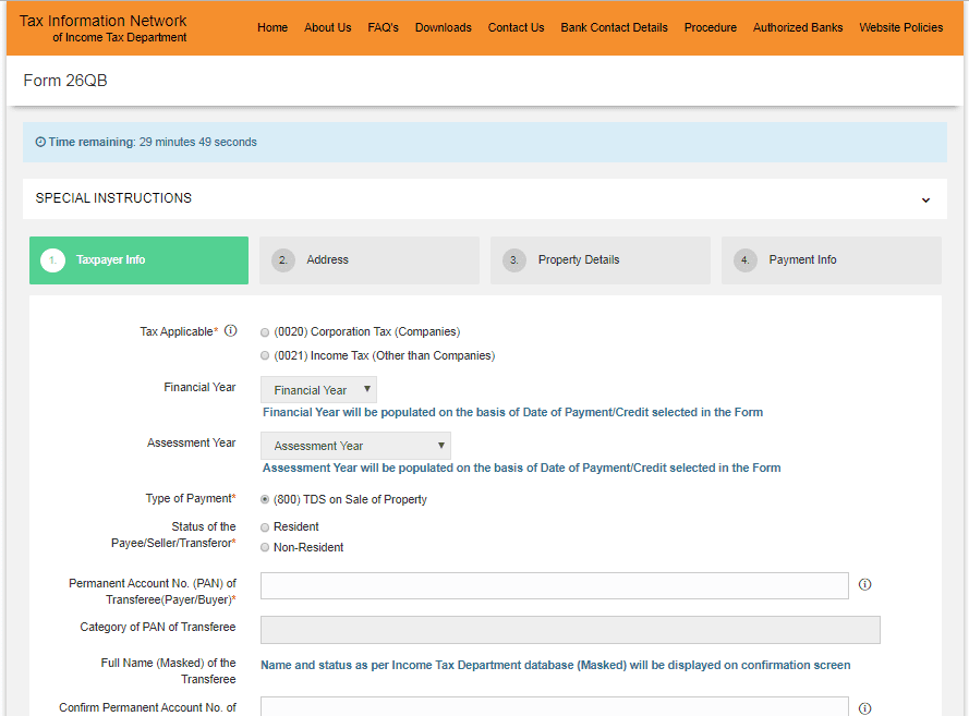 steps to pay tds 26qb