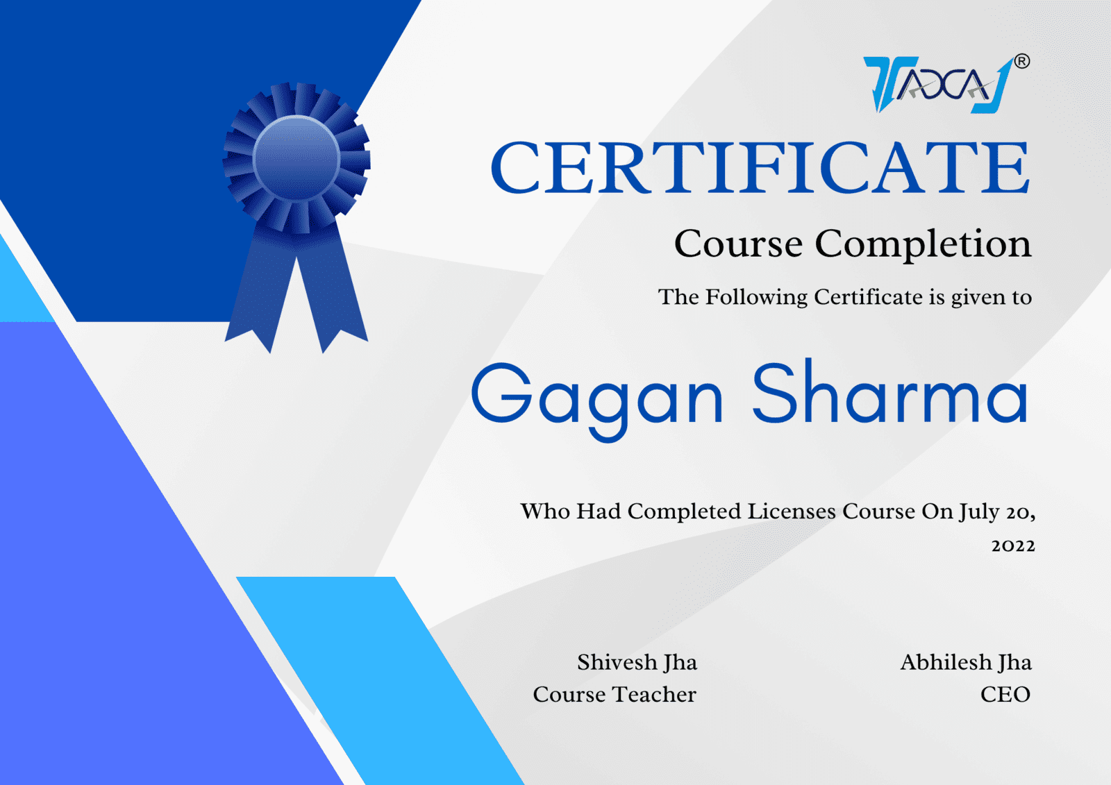 certificate from taxaj