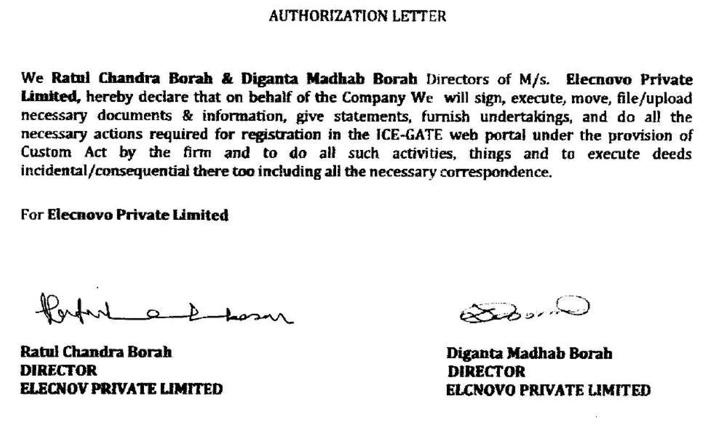 Self Attested & Stamped Authorisation Letter for Authorised Signatory
