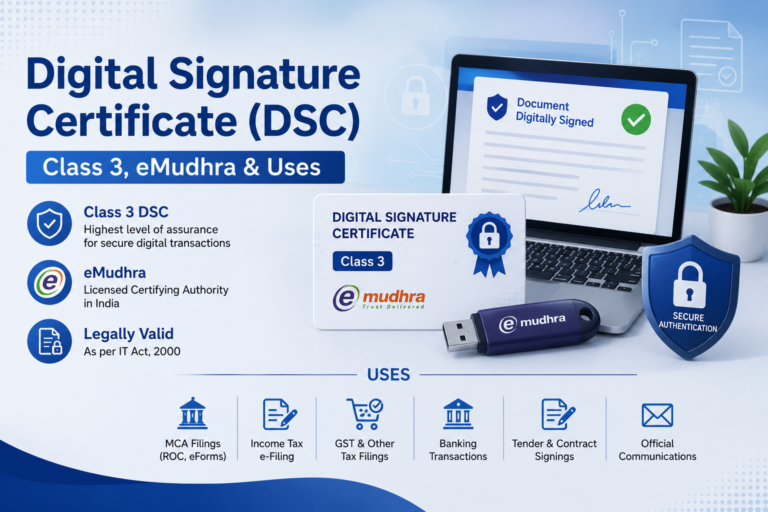 Digital Signature Certificate (DSC) — Class 3, eMudhra & uses