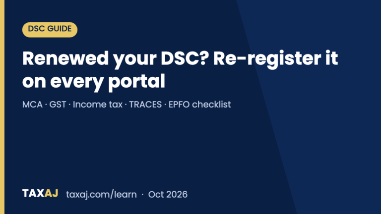 Renewed DSC re-registration checklist for MCA, GST, income tax, TRACES and EPFO