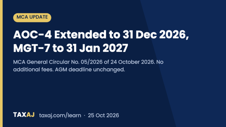 MCA Extends AOC-4 to 31 December 2026 and MGT-7 to 31 January 2027